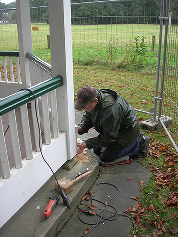 Arbeiten am Ständerwerk des Gerdes-Pavillon